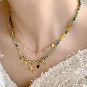 은하수 별자리 더블체인 레이어드 목걸이 여자 두줄 목걸이 포인트