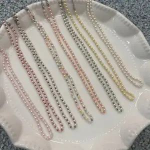 의료용 스테인리스 진주 비즈 체인 목걸이 심플 포인트 여름 바다