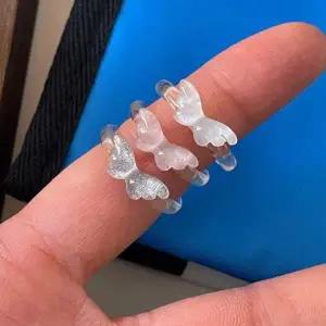 그라데이션 펄 하이틴 천사 디자인 우정 링 반지 소품샵 스타일링