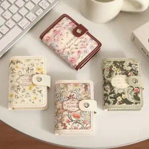 [셀러에이드]감성적인 유화 스타일 꽃무늬 카드 지갑 플라워 패턴 소가죽