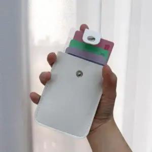 [셀러에이드]화이트 버튼 인조가죽 휴대용 미니 카드지갑 케이스 교통카드 명함