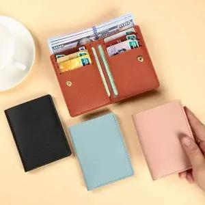 [셀러에이드]컴팩트 카드지갑 지폐수납 인조가죽 미니 반지갑 버튼 클로저