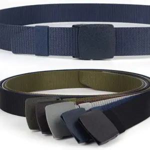 [콩심팥심]38 남성용 캐주얼 허리띠 43인치 플라스틱 버클 녹 방지 청바지 등산