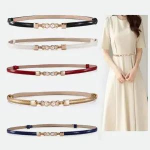 5컬러 여성용 허리 조절 벨트 슬림핏 가죽 체인 원피스 허리띠
