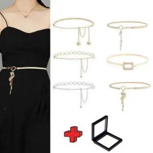 여성 허리 체인 벨트 장식 금속 메탈 여우 모양 원피스 스커트