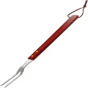 나무 손잡이가 달린 PEPKICN 2 타인 스테인리스 스틸 조각 포크-바베큐 고기 포크-캠프 조리 도구(18인치)