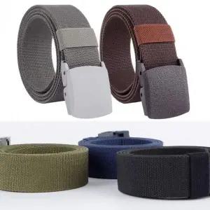 남성용 신축성 벨트 캐주얼 허리띠 플라스틱 버클 녹 방지 학생