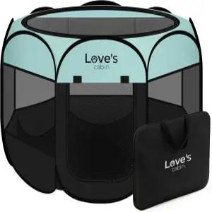 러브스 캐빈 애완동물 강아지 놀이펜 작은 텐트 케이지 실내/외 고양이용 휴대용 접이식 팝업 개 사육장
