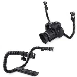 [골드스마일]카메라 듀얼 플렉시블 핫슈 헤드 플레이트 마운트 조명 DSLR 플래시