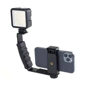 [골드스마일]휴대폰 L형 핫슈 핸들 그립 브라켓 모노포드 마이크 폰 스마트폰