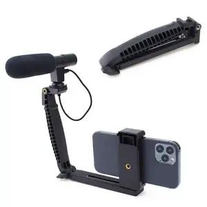 스마트폰 L형 콜드슈 핸들 그립 셀카봉 액션캠 카메라 마이크
