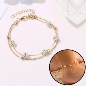 [골드스마일]0414 큐빅볼 두줄 발찌 패션발찌 여자 친구 선물 주얼리 패션