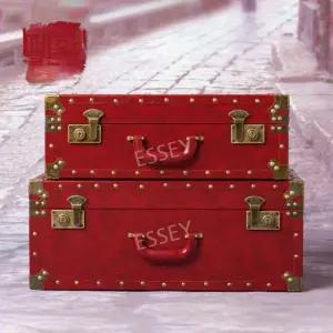 여행가방 복고소품 국기 가죽 수납함 클래식 유럽풍 앤틱