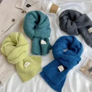 여성 6컬러 가을 겨울 울 니트 골지목도리 단색머플러 WFG7CZL