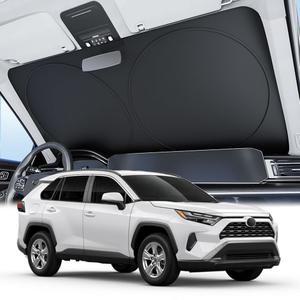 Wigoo 2025 업그레이드 자동차 윈드실드 선쉐이드 /해치백용 세단 수납 냉각 기술] 선바이저, 인테리어 4세대 가방 [100% 접이식 단열 라이트 블록, (M(64