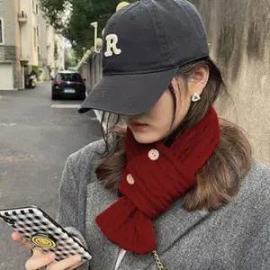 남녀공용 투버튼 꽈배기 미니 목도리 1P 홀구멍 보온 WFGA787