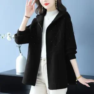 하프 롱 모직 추동 빅사이즈 여성패션 톱 비즈 카디건 도톰 DL4