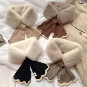 여성 6컬러 머메이드 크로스끼움스카프 인조퍼 머플러 WFG9ICM