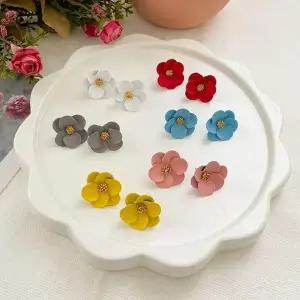 비비드 동백 플라워 귀걸이 플라워귀걸이 꽃무늬 악세사리