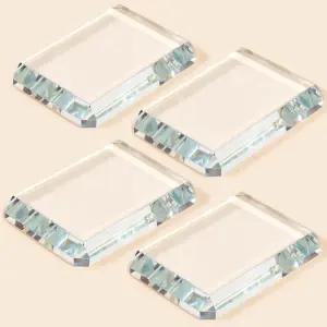 Seajan 4개 직사각형 유리 종이 무게 무거운 야외 책 책상 타일 장식 포스터 블록 행사용 선물 투명 에칭