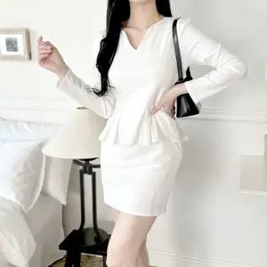 H라인 셋업 원피스 간절기 브이넥 슬림 정장 하객룩