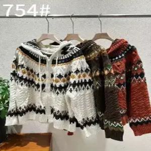 여자 니트 겨울 트렌디 아이템 가디건 후드 자카르 카디건 도톰 스웨터 HT4