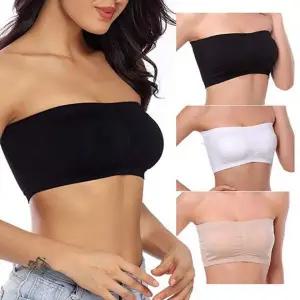 노와이어 튜브탑 브라 크롭 오프숄더 심리스 6칼라 원형패드 포함