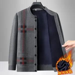 겨울 남친 트렌디 아이템 가디건 브이넥 기모 스웨터 트렌드 도톰 더블 할아버지 카디건 HT4