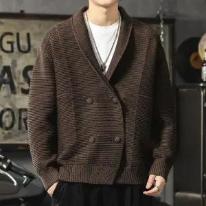 남성용 니트 동계 가을 캐주얼 오피스룩 가디건 카디건 아이템 보온 스웨터 브이넥 상의 트렌디 도톰 HT4