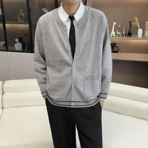 남친 니트 추동 빈티지 가디건 스트라이프 스웨터 아이템 브이넥 카디건 트렌디 HT4