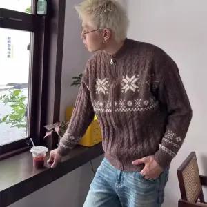 남친 추동 빈티지 가디건 스웨터 자카드카디건 아이템 브이넥 페어아일 트렌디 HT4