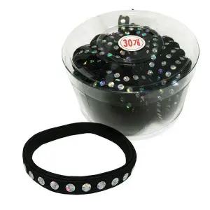 [오너클랜]삼광 반짝다이아 납작 검정고무줄 머리끈 헤어밴드 30