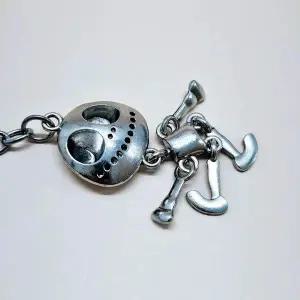 해골 인형 가방 키링 우정 커플 키홀더 실버