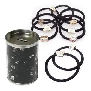 깡통 골드메달 헤어밴드 고무줄 검정 60개