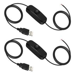 RGBZONE 2Pcs 5.58피트 5V USB 스위치 연장 케이블, 2.0 남성 플러그 및 2핀 2선 전원 충전 케이블 커넥터 DIY 팬, LED 스트립, 데스크 램프, 드라이빙