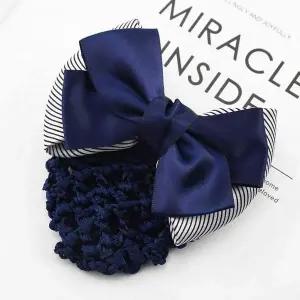 간호사 승무원 네이비 리본 머리망 알바 면접 헤어망