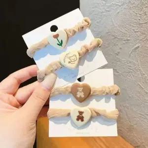 여성 긴 머리 묶음 밴드 예쁜 곱창 머리끈 고무줄 4P 올림머리끈