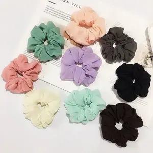 쉬폰 기본 스타일 곱창 머리끈 헤어밴드 곱창밴드 헤어슈슈