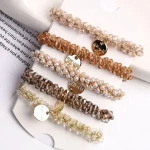 크리스탈 비즈 머리끈 헤어슈슈 고무줄 스크런치 여성 헤어밴드