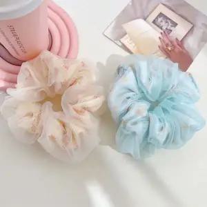 시폰 플라워 헤어 스크런치 곱창밴드 오간자 머리끈 여성용