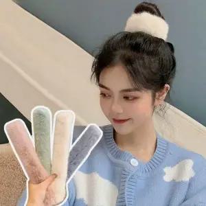 원터치 페이크퍼 올림머리 묶음 밴드 곱창 스크런치 헤어끈