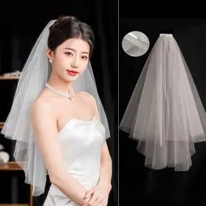 셀프 웨딩 짧은 면사포 심플 브라이덜샤워 결혼식 촬영 소품