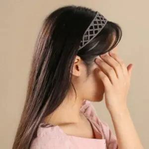 큐빅 메쉬 와이드 헤어밴드 무광 머리띠 여성용 스타일리시