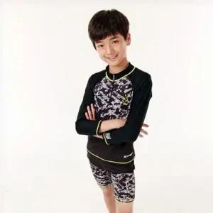 [골드스마일]쿠기 남아 수영복 키즈 긴팔 래쉬가드 팬츠 2p 블랙 래쉬가드
