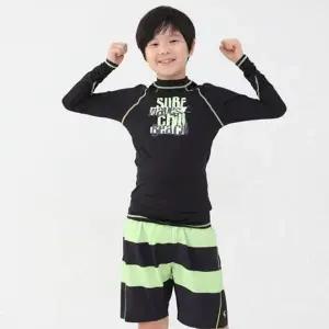 [골드스마일]쿠기 남아 수영복 긴팔 주니어 래쉬가드 팬츠 세트 2p 어린이 남아
