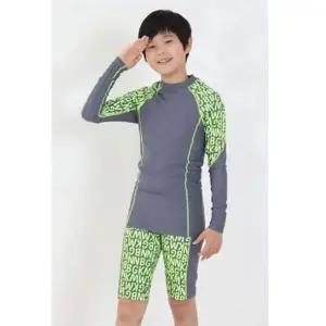 쿠기 남아 수영복 긴팔 래쉬가드 팬츠 세트 2p 그레이 실내 남아