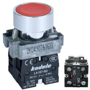 10Amp 22MM 순간 푸시 버튼 스위치 빨간색 1NO 1NC SPDT 금속 헤드 방수 IP65 (빨간색 1개)