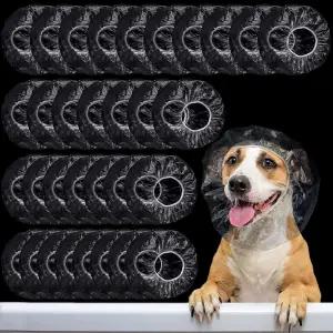 위우데이 32피스 일회용 반려동물 샤워 캡 - 목욕용 플라스틱 개 귀 커버 드롭 가드 강아지 고양이 작은