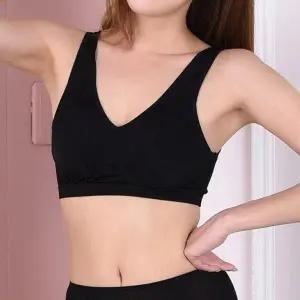 여성용 블랙 인견 홑겹 무봉제 스포츠 브라