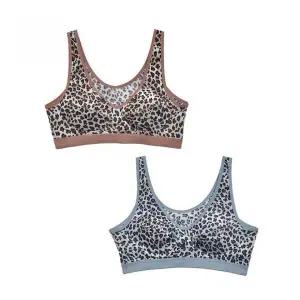 인견 런닝브라 A컵 여성 스포츠 속옷 레오파드 패턴